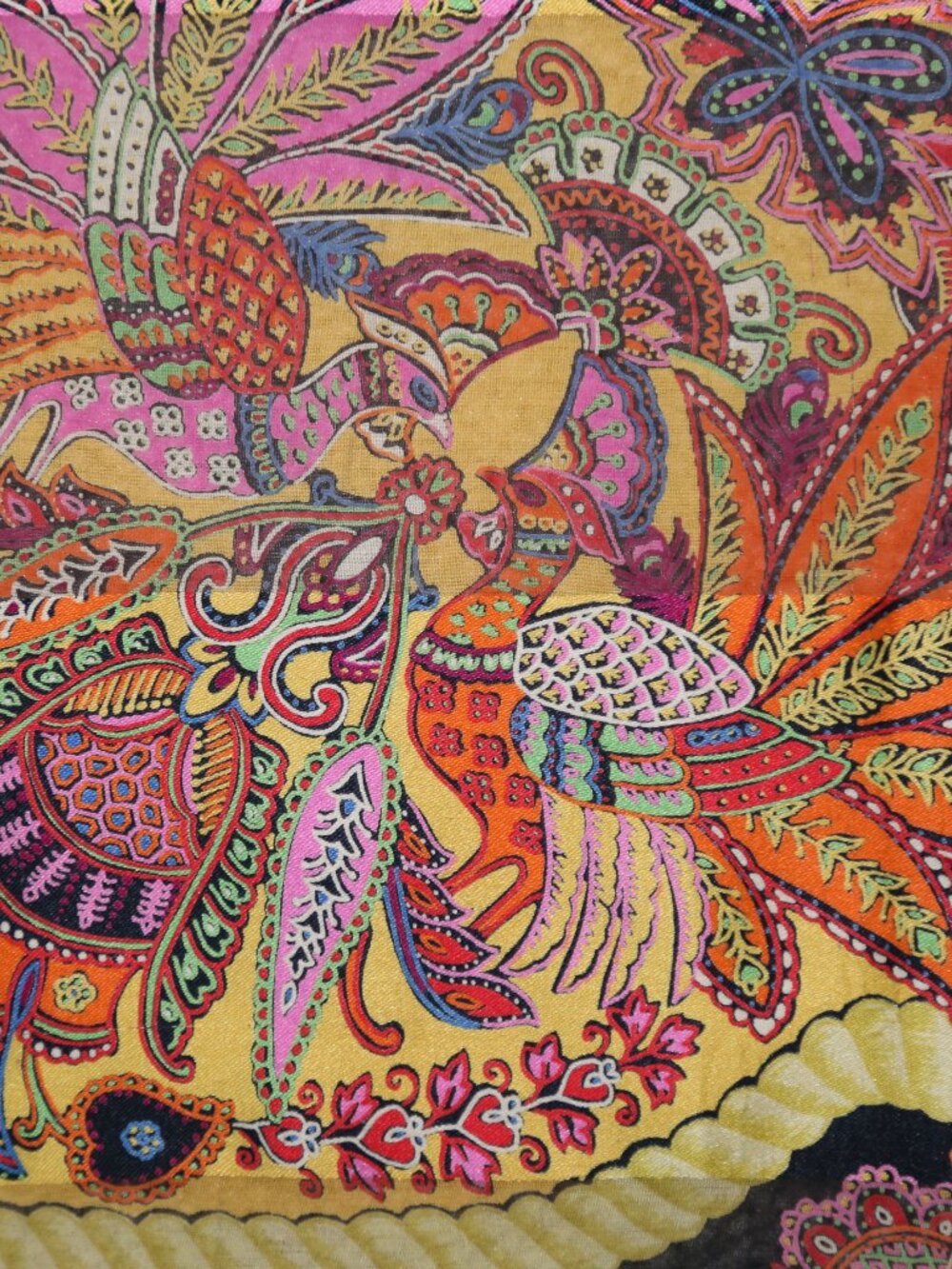 One of kind Auth Italy made Christian Dior Large silk scarf PHEASANT PAISLEY vtg - Picture 9 of 16